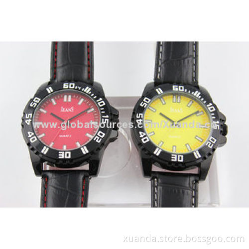 Fashion watch, black case leather bands, good-quality, sport style